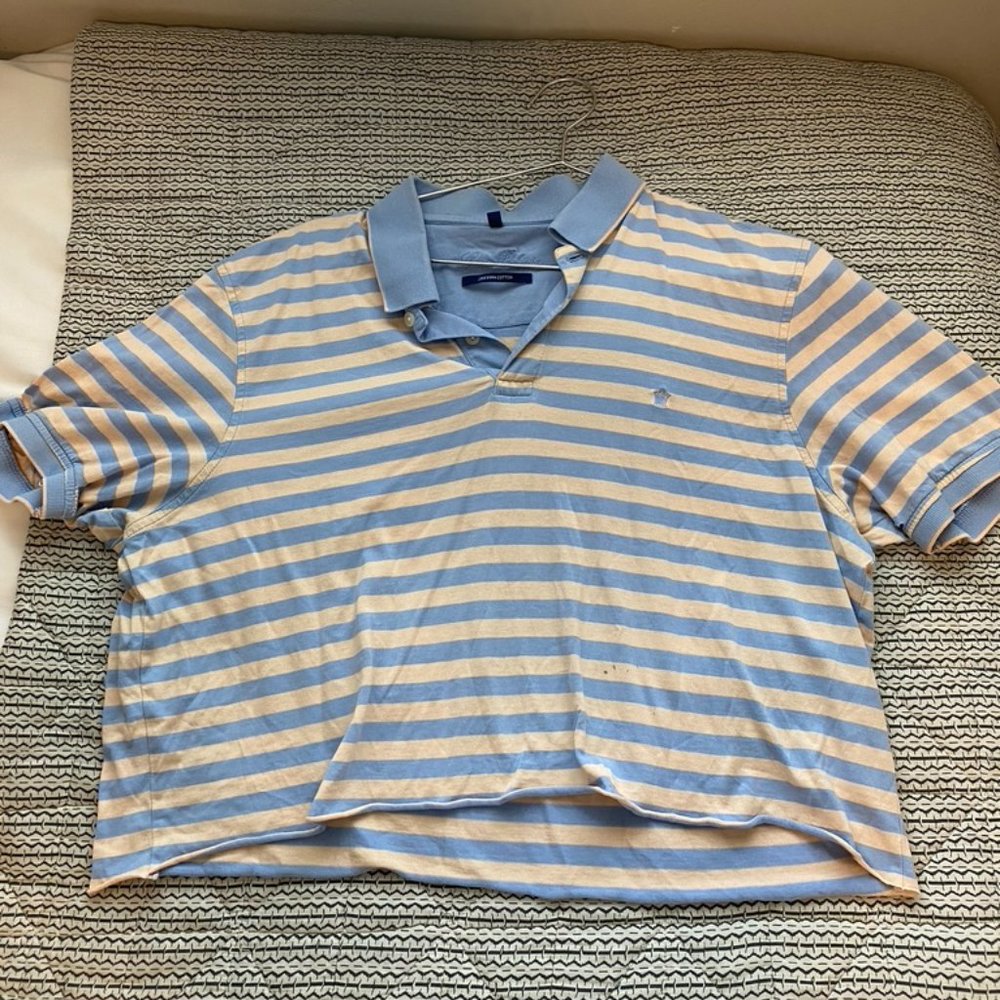 vintage cropped striped polo tee